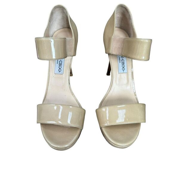 JIMMY CHOO platform pumps patent leather in Neutral/beige sz 9.5US/39.5EU ALANA - Picture 2 of 6